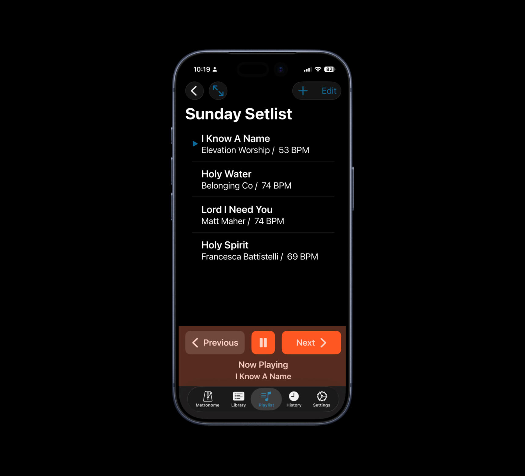 Playlist View A Playlist for a Sunday service